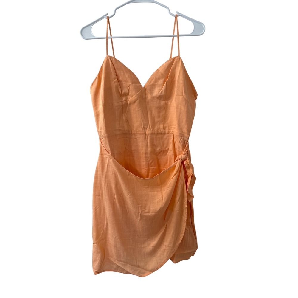 GB Girls Peach Orange Wrap Front Spaghetti‎ Strap Dress Size Large NEW